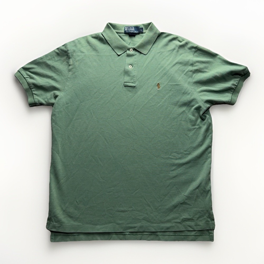 Vintage Polo by Ralph Lauren Short Sleeve Collared Y2k Preppy Shirt Mens L Green